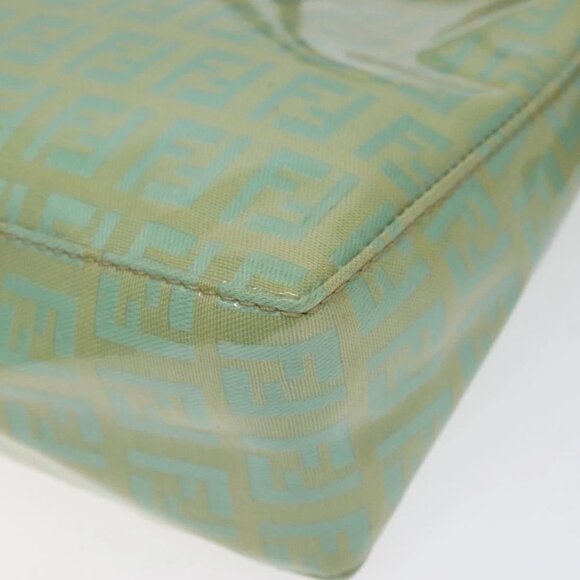 FENDI Zucchino Canvas Hand Bag Peppermint Silver Auth bs24337 - Picture 13 of 16